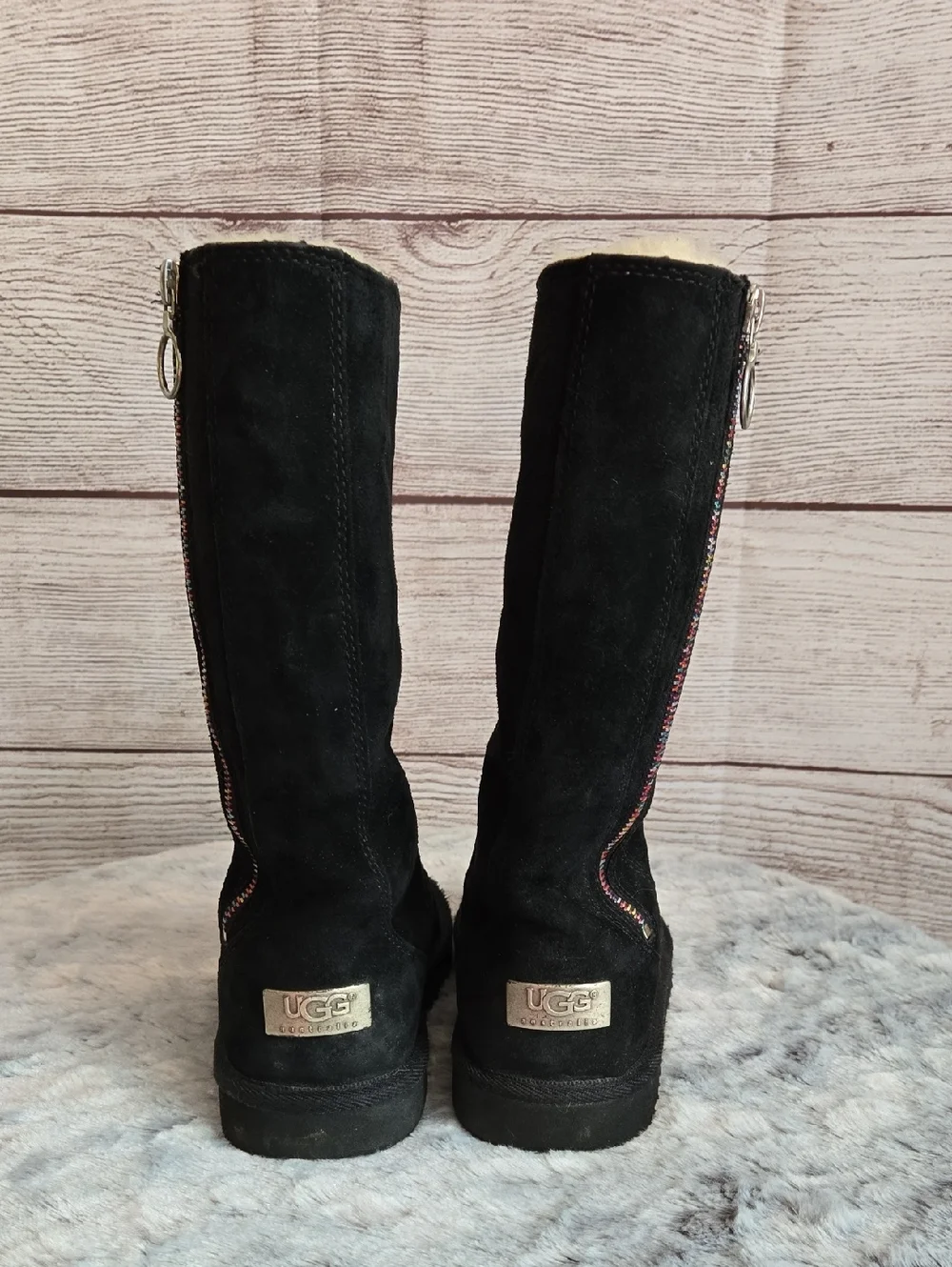 UGG Tall Black Winter Boots, Girls Size 2